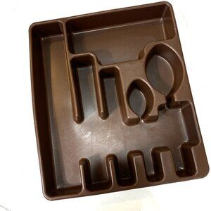 Rubbermaid Brown Mid Century Modern Silveware Flatware Tray Vintage 70’s